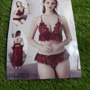 Floral Lace Lingerie 2 pc Set Nighty' Nightwear Black
