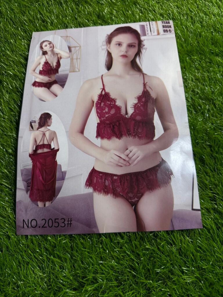 Floral Lace Lingerie 2 pc Set Nighty' Nightwear Black