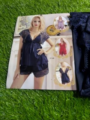 2-Piece Lace & Silk-Satin Pajama Set(Model No. 614#)