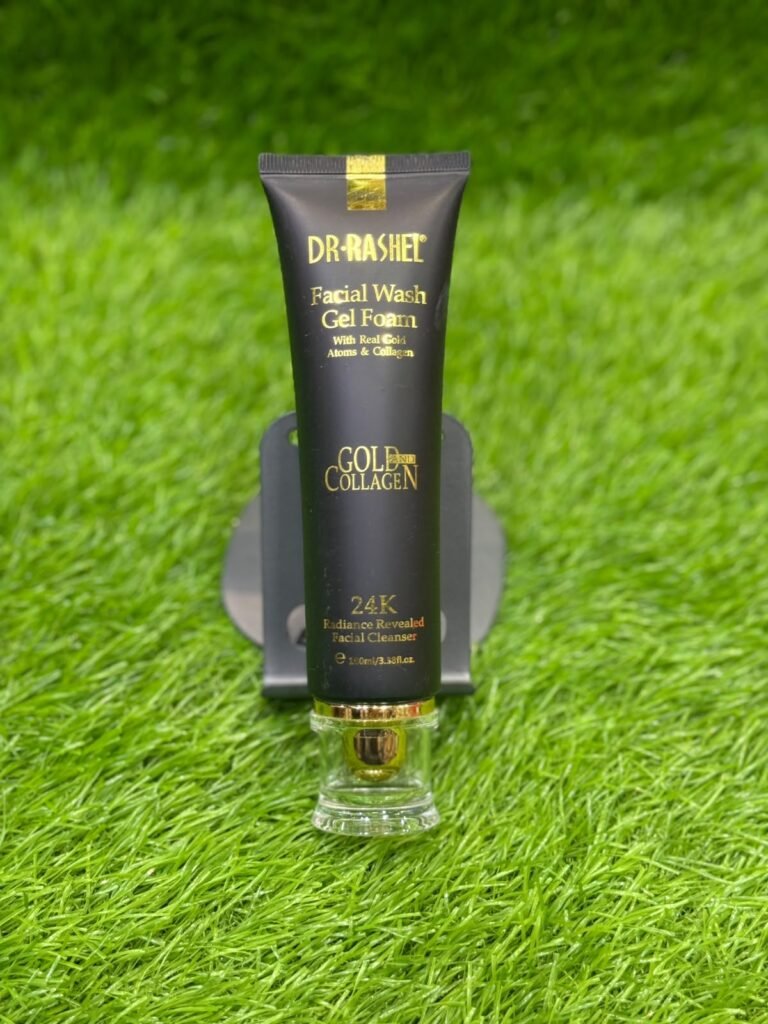 "DR RASHEL®". "Facial Wash Gel Foam Cleanser" "With Real Gold Atoms & Collagen"