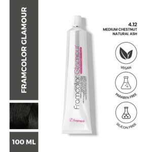 FRAMESI GLAMOUR 4.12 MEDIUM CHESTNUT NATURAL ASH HAIR COLOR