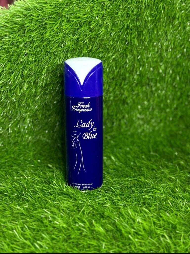 Fresh fragrance lady in blue body spray