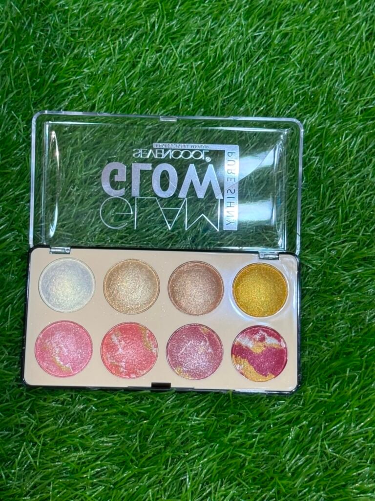 Seven Cool Glam Glow Pure Shiny Blusher + Highlighter 8-color palette
