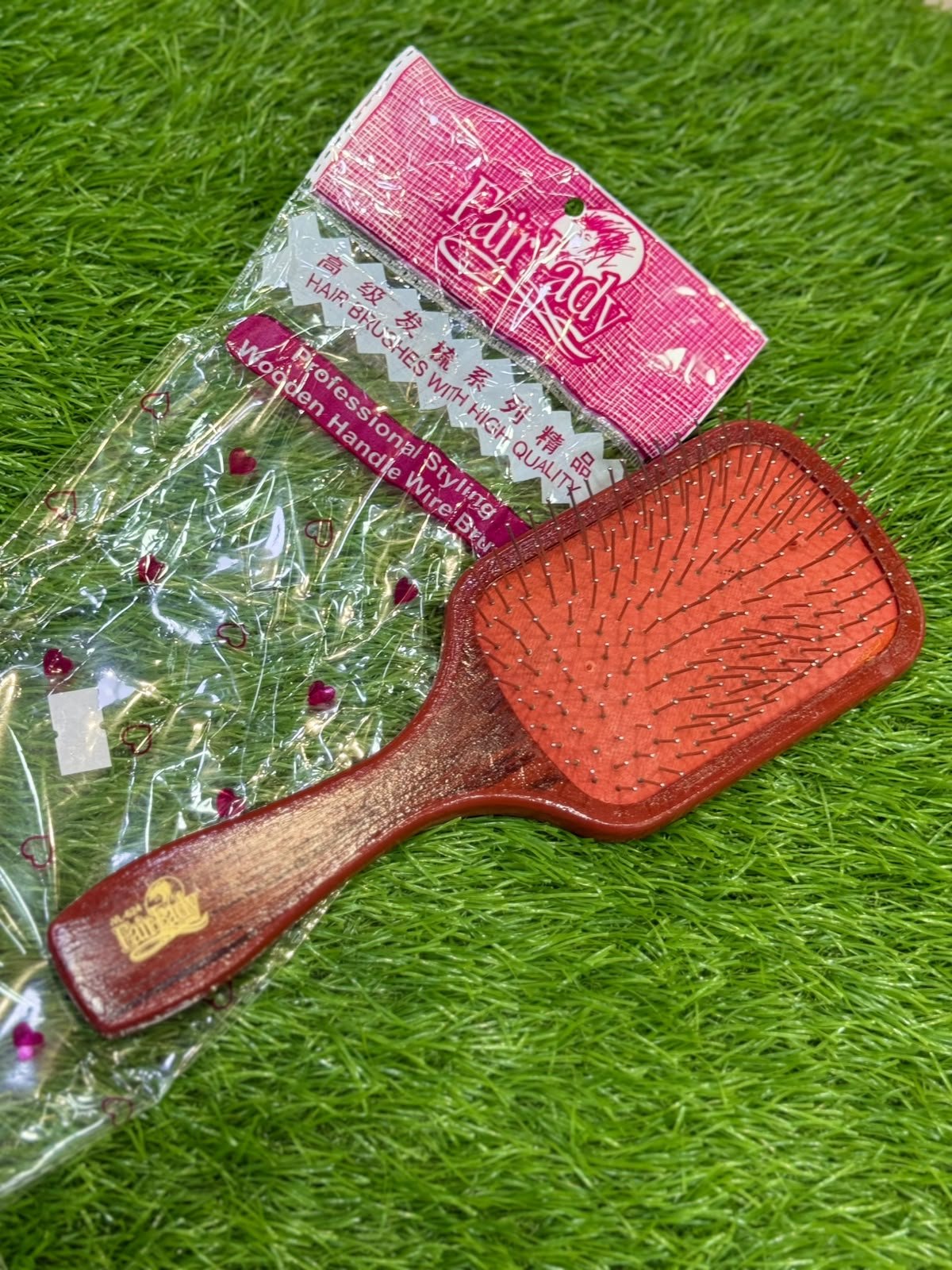 Wooden Handle Wire Cushion Hairbrush / Fair Lady - Image 3