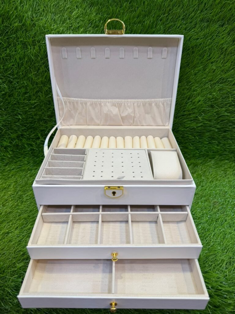 Multi-Layer JEWELLERY Storage Box / Organizer / Velvet interior lining White