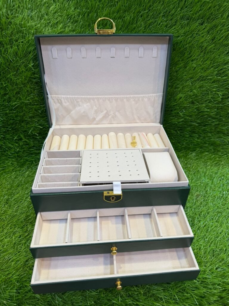 Multi-Layer JEWELLERY Storage Box / Organizer / Velvet interior lining Green
